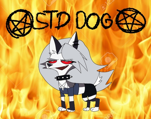 canid canid_demon canine clothed clothed_feral clothing collar demon ear_piercing ear_ring female feral feralized fire fur hair happyroadkill harness hellhound helluva_boss hi_res humor loona_(vivzmind) mammal paws pentagram pentagram_harness piercing red_sclera solo spiked_collar spikes text watermark white_body white_fur white_hair // 2048x1618 // 346.9KB