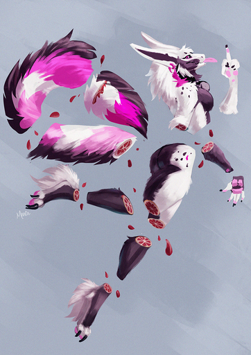 anthro candy_gore digital_media_(artwork) dragon female fluffy food fruit fur gore hi_res illusie looking_at_viewer maaia plant simple_background smile solo tongue tongue_out white_body white_fur // 877x1240 // 2.0MB