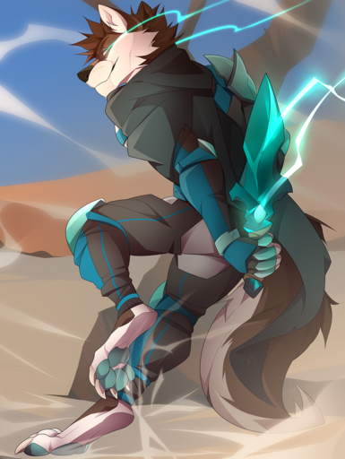 2020 4_toes 5_fingers anthro black_nose brown_hair canid canine canis day detailed_background digital_media_(artwork) digitigrade domestic_dog feet fingers hair hi_res kodashi male mammal outside sky solo toes // 902x1200 // 1.3MB