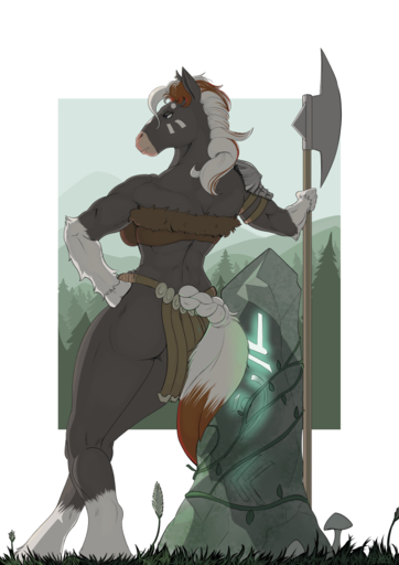 2021 anthro armor axe back_muscles bottomwear breasts butt clothed clothing digital_media_(artwork) ear_piercing ear_ring equid equine female fur grey_body grey_fur hand_on_hip hand_on_own_hip holding_axe hooves horse humanoid_hands loincloth mammal mane melee_weapon multicolored_body multicolored_fur muscular muscular_anthro muscular_female pauldron piercing rear_view sabrotiger solo standing two_tone_body two_tone_fur warrior weapon white_body white_fur white_mane // 764x1080 // 444.9KB