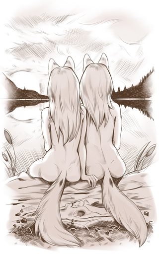 10:16 2019 5_fingers anthro canid canine canis cross-hatching detailed_background digital_media_(artwork) dragonfu duo female fingers hatching_(art) landscape mammal nude scenery shaded sitting sketch sunset wolf // 625x1000 // 450.1KB