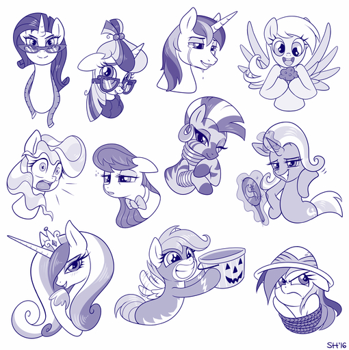 2016 armor blue_and_white bodily_fluids bound clothing crown crying cutie_mark daring_do_(mlp) derp_eyes derpy_hooves_(mlp) ear_piercing equid equine eyebrows eyelashes eyeshadow eyewear feathered_wings feathers female feral food footwear glasses headgear helmet hi_res horn horse makeup male mammal monochrome moondancer_(mlp) muffin octavia_(mlp) one_eye_closed open_mouth pegasus piercing pith_helmet pony pose princess_cadance_(mlp) rarity_(mlp) rope scootaloo_(mlp) shining_armor_(mlp) shoes sorc tape_measure tears teeth trixie_(mlp) unicorn wings wink zebra zecora_(mlp) // 1200x1204 // 694.1KB