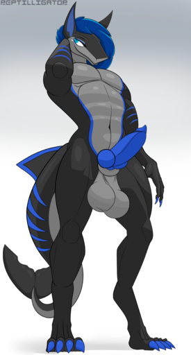 absurd_res anthro fish game_shark(character) genitals heavy_balls hi_res knot male marine nude penis reptilligator shark solo // 2880x5361 // 2.0MB