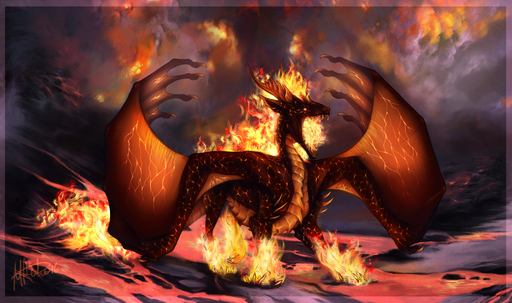 2016 ambiguous_gender arsauron claws digital_media_(artwork) dragon feral fire hi_res membrane_(anatomy) membranous_wings open_mouth scalie solo teeth tongue western_dragon wings // 2030x1200 // 2.9MB