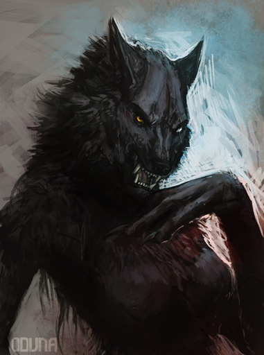 2013 abstract_background anthro blood bodily_fluids canid canine claws conditional_dnp fangs female hi_res mammal oouna scar simple_background solo were werecanid werecanine werewolf yellow_eyes // 894x1200 // 608KB