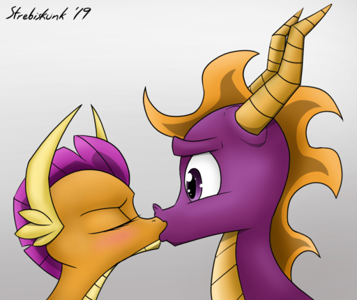 activision blush dragon duo eyes_closed friendship_is_magic horn kissing my_little_pony simple_background smolder_(mlp) spyro spyro_the_dragon strebiskunk video_games white_background // 1239x1040 // 832.6KB