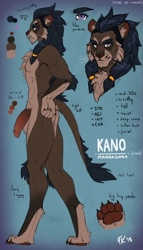 2018 anthro balls biceps big_penis biped black_hair blue_eyes butt casual_nudity chest_tuft claws digital_media_(artwork) digitigrade english_text fangs feet felid fluff-kevlar fur genitals grey_body grey_fur hair hi_res humanoid_genitalia humanoid_penis kano_mandagora lion looking_at_viewer male mammal model_sheet muscular muscular_anthro muscular_male nude pantherine pawpads paws pecs penis simple_background smile solo standing teeth text toes tribe_of_shawri tuft whiskers // 800x1401 // 137.7KB