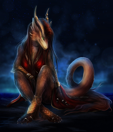 2019 4_toes anthro avelos barefoot biped breasts brown_body brown_fur brown_hair clothed clothing digital_media_(artwork) dragon feet female fur furred_dragon green_eyes hair horn isvoc lisyra non-mammal_breasts sitting smile solo toes // 945x1102 // 1.1MB