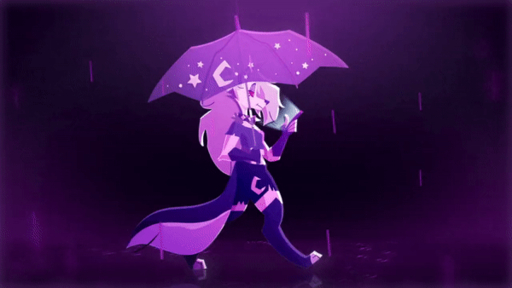 animated anthro canid canid_demon canine demon female hellhound loona_(helluva_boss) mammal raining short_playtime solo space_hatter umbrella walking // 600x338 // 3.9MB
