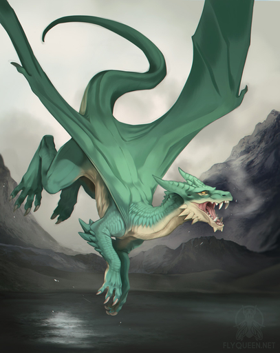 4_toes detailed_background digitigrade dragon fangs feet feral flying green_body green_scales horn male membrane_(anatomy) membranous_wings mountain nude open_mouth outside rotarr scales sharp_teeth solo teeth toes water wings yellow_eyes // 874x1100 // 186.0KB