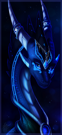 2014 6:13 9:19.5 blue_body blue_eyes blue_scales detailed_background digital_media_(artwork) dragon feral headshot_portrait hi_res horn portrait scales skaydie smile solo // 600x1300 // 700.3KB