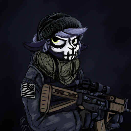 1:1 activision anthro ar-15 assault_rifle bovid call_of_duty call_of_duty:_ghosts caprine clothing fur ghost goat gun hair half-length_portrait hat headgear headwear hi_res hladilnik holding_gun holding_object holding_weapon m4 male mammal mask portrait purple_body purple_fur ranged_weapon rifle scarf scope simple_background solo spirit stars_and_stripes united_states_of_america us_flag video_games weapon yellow_eyes // 1500x1500 // 1.3MB