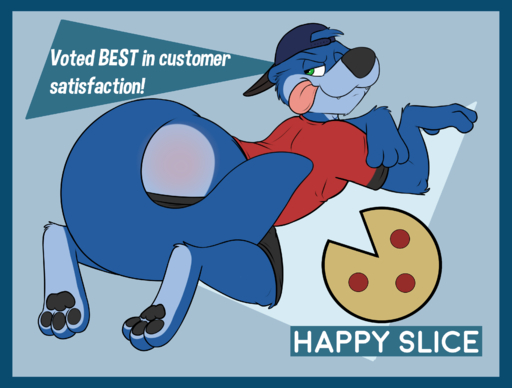 3_toes 4_fingers absurd_res anthro backwards_baseball_cap backwards_hat baseball_cap blue_body blue_border blue_fur border butt clothing delivery_(commerce) delivery_employee digital_media_(artwork) english_text feet fingers flat_colors food food_delivery fur green_eyes hat head_tuft headgear headwear hi_res lutrine male mammal mustelid pawpads pizza pizza_delivery red_clothing red_topwear reddened_butt robbie_(rotten_robbie) rotten_robbie shirt solo t-shirt text toes tongue tongue_out topwear tuft // 3300x2500 // 1.1MB