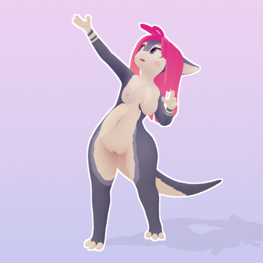 1:1 2018 3d_(artwork) anthro breasts digital_media_(artwork) dragon dzat electrycpynk_(character) female front_view genitals hair hi_res inner_ear_fluff nipples non-mammal_breasts nude pink_eyes pussy scalie simple_background solo standing tuft // 1500x1500 // 1.1MB