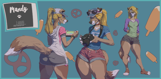 2019 anthro butt_pose camera canid canine canis clothed clothing dessert domestic_dog eyewear female food hat headgear headwear hi_res ice_cream mammal mandy_(stoopix) model_sheet multiple_images multiple_poses nintendo nintendo_switch pose solo standing stoopix sunglasses thick_thighs video_games wide_hips // 1936x958 // 856.4KB