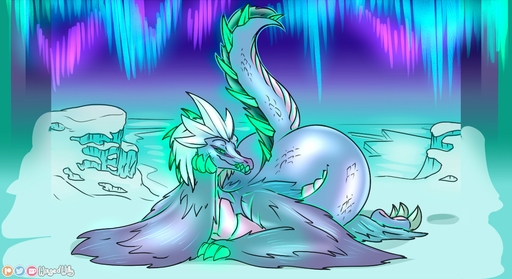 2019 absurd_res aurora_borealis auroth_the_winter_wyvern bedroom_eyes butt claws detailed_background digital_media_(artwork) dota dragon female feral hair hi_res ice looking_at_viewer mature_female narrowed_eyes night outside scales scalie seductive smile solo thick_thighs video_games wide_hips wingedwilly wings wyvern // 4096x2234 // 847.5KB