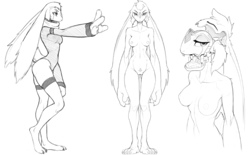 2020 anthro black_and_white breasts clothed clothing ears_down female front_view genitals hi_res lagomorph long_arms long_ears machine mammal monochrome nipples nude pivoted_ears pussy robot side_view sketch solo standing w4g4 // 2319x1447 // 520.3KB