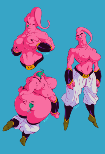 alien alien_humanoid anus big_breasts bodily_fluids breasts butt clothed clothing crossgender cyan_background digital_media_(artwork) female flexible genital_fluids genitals hi_res humanoid looking_at_viewer majin majin_buu mostly_nude nipples not_furry presenting presenting_hindquarters pussy pussy_juice red_eyes rube shaded simple_background solo spreading super_buu tongue topless // 1261x1839 // 683.8KB