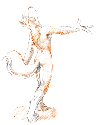 anthro back_muscles breasts canid canine canis colored_pencil_(artwork) domestic_dog featureless_breasts female husky kineta mammal nordic_sled_dog nude pose rear_view side_boob sketch solo spitz traditional_media_(artwork) zaush // 680x883 // 105.9KB