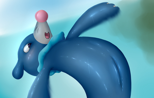 2016 blue_body blue_skin female feral genitals jumping mammal marine pink_nose pinniped pokemon_(species) popplio pussy scruffythedeer simple_background smile solo video_games // 1048x668 // 494.6KB