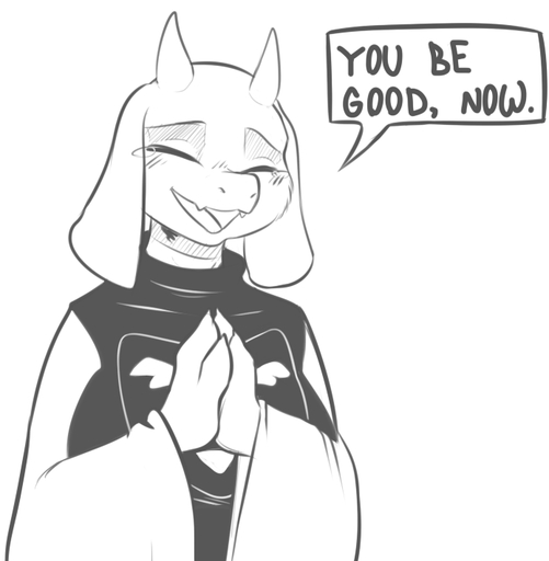 anthro blush blushbutt bodily_fluids boss_monster bovid caprine clothing english_text female horn mammal monochrome robe simple_background solo tears text toriel undertale video_games white_background // 695x710 // 120KB