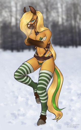 10:16 anthro blonde_hair blue_eyes breasts breath bridle clothing cold crossgender equid equine female golden_wing hair harness hi_res horse legwear looking_at_viewer mammal one_leg_up outside panties pasties pattern_clothing pattern_legwear pattern_stockings petplay ponyplay raised_leg reaper3d roleplay snow solo stockings striped_clothing striped_legwear striped_stockings stripes underwear winter // 1350x2160 // 1.6MB