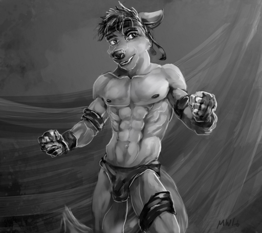 abs accessory anthro athlete bandage biceps bottomwear boxing bulge canid canine canis clothed clothing fist friendly front_view greyscale hair headband loincloth looking_at_viewer male mammal marsonaut monochrome muscular muscular_anthro muscular_male nipples pecs portrait short_hair smile solo speedo sport standing swimwear three-quarter_portrait topless warrior wolf // 900x803 // 577.5KB