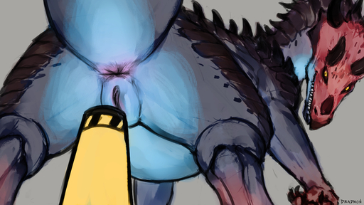 16:9 2020 4_toes 4k absurd_res anus arm_spikes back_spikes black_eyes black_horn black_spikes blue_body blue_skin blue_tail bollard brown_body brown_claws brown_horn brown_scales butt claws curved_horn digital_drawing_(artwork) digital_media_(artwork) dinosaur dradmon dragon feet female feral flyssa_(bruvelighe) genitals grey_background grey_body grey_skin grey_tail hi_res horn hybrid imminent_masturbation improvised_dildo improvised_sex_toy looking_back multicolored_body multicolored_skin pink_body pink_feet pink_nose pink_skin presenting presenting_anus presenting_hindquarters presenting_pussy pupils purple_anus purple_pussy pussy quadruped raised_tail rear_view reptile scales scalie sharp-claws sharp_teeth shoulder_spikes signature simple_background sketch slit_pupils smaller_version_at_source smile smooth_horn solo spikes spikes_(anatomy) standing story story_in_description teeth theropod thick_thighs toe_claws toes two_tone_tail ultimasaurus western_dragon widescreen wingless_dragon yellow_sclera // 3840x2160 // 5.2MB