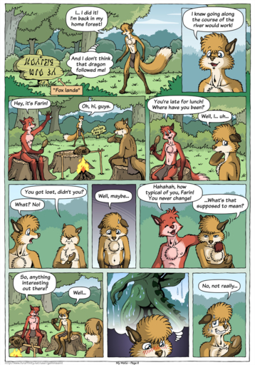 2015 4_toes 5_fingers 7:10 annoyed anthro biped blue_eyes blue_sky blush bodily_fluids bottomwear brown_body brown_fur butt campfire canid canine cheek_tuft chest_tuft clothed clothing comic day detailed_background dialogue digital_media_(artwork) digitigrade dragon eating english_text eyes_covered facial_tuft farin feet fingers fire fluffy fluffy_tail food forest fox fur geminisaint glistening glistening_eyes glistening_nose grass green_body green_butt green_scales group hi_res light loincloth long_tail male mammal meat monotone_butt multicolored_body multicolored_fur muscular muscular_anthro muscular_male nature navel nipples nude open_mouth orange_body orange_fur outside paws plant porah red_body red_fur roasting_spit scales scalie sekk'ral shadow shrub sitting sky slightly_chubby smile speech_bubble spitted standing sunlight surin sweat sweatdrop teeth text thought_bubble toes topless tree tribal tribal_clothing tuft two_tone_body wet wet_body wet_scales white_body white_fur yellow_body yellow_fur // 896x1280 // 1.7MB