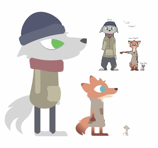 2020 absurd_res anthro brown_body brown_fur canid canine canis clothed clothing fan_character fox fully_clothed fur grey_body grey_fur group hi_res mammal melody_(zhanbow) missing_arm mouse murid murine red_fox rodent rosie_(zhanbow) simple_background stan_(zhanbow) style_parody video_games vulpes white_background wolf zhanbow // 2579x2415 // 172.6KB