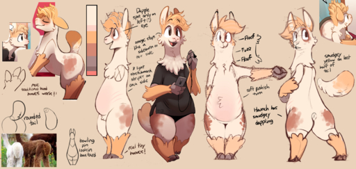 2018 alpaca anthro belly biped bottomless braeburned camelid clothed clothing digital_media_(artwork) english_text fur hair hi_res hooves male mammal model_sheet nude olli_(braeburned) partially_clothed profanity shirt simple_background slightly_chubby smile solo standing stretch_marks text topwear // 1855x880 // 1.2MB