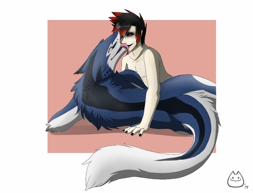 2014 anthro blush corpse-grinder duo eerie eerieeden female fuzznut human human_on_anthro interspecies licking male malefemale mammal nude romantic_couple sergal simple_background tongue tongue_out // 1024x781 // 186.0KB