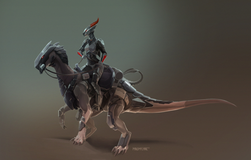 2019 ambiguous_gender armor detailed_background digital_media_(artwork) dinosaur feral horn mindmachine reptile scalie standing // 1500x958 // 3.0MB