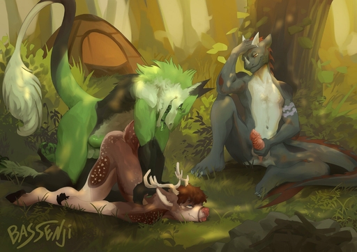 anal anal_penetration anthro anthro_on_anthro anthro_penetrated anthro_penetrating anthro_penetrating_anthro bassenji being_watched camping cervid dragon forest genitals grin group hi_res horn looking_at_another looking_pleasured male malemale male_penetrated male_penetrating male_penetrating_male mammal masturbation outside penetration penile penile_masturbation penile_penetration penis pinned pinned_to_floor plant predatorprey rufusdurr scut_tail sergal smile tongue tongue_out tree waiting // 2048x1448 // 260.5KB
