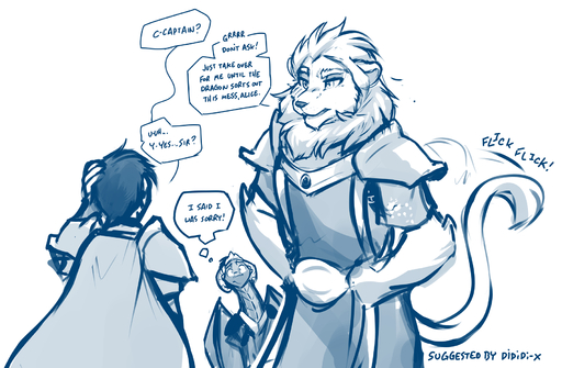 2019 alice_reed alternate_species annoyed anthro armor blue_and_white cape clothed clothing conditional_dnp crown dialogue dragon english_text felid female feral furrification group growling hand_on_head hands_on_hips hi_res horn human keidran keiren_(twokinds) lion madam_reni_(twokinds) male mammal membrane_(anatomy) membranous_wings monochrome pantherine pauldron scalie simple_background sketch sound_effects tail_flick text thought_bubble tiara tom_fischbach twokinds webcomic webcomic_character western_dragon white_background wings // 1800x1177 // 816.9KB