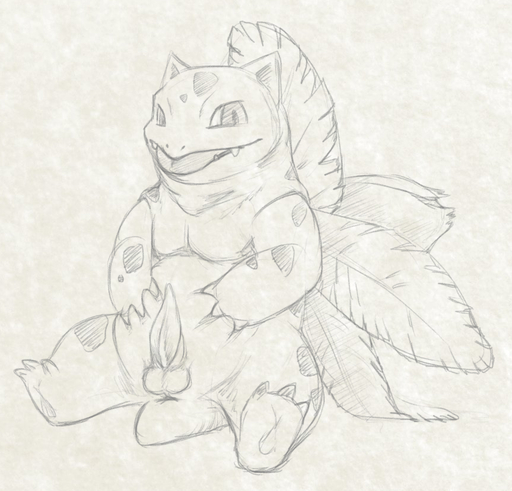 2015 animal_genitalia anus balls belly elemental_creature erection feral flora_fauna genitals graphite_(artwork) ivysaur looking_at_viewer male monochrome nintendo nude open_mouth pencil_(artwork) penis plant pokemon pokemon_(species) presenting scalie simple_background sketch slightly_chubby smile solo spread_legs spreading tongue tongue_out traditional_media_(artwork) video_games white_background yaroul // 863x827 // 597.9KB