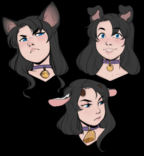 2021 alpha_channel animal_humanoid black_hair blue_eyes collar digital_media_(artwork) eyebrows eyelashes hair headshot_portrait hi_res humanoid kittydee portrait simple_background transparent_background // 1182x1280 // 667KB