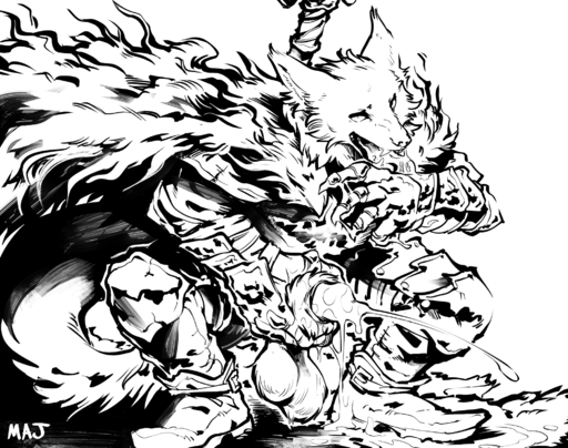 anthro armor balls black_and_white blaidd_(elden_ring) bodily_fluids boots canid canine canis cape clothing cum cum_inside footwear genital_fluids genitals hi_res licking majmajor male malemale mammal masturbation melee_weapon monochrome muscular simple_background solo sword tongue tongue_out video_games weapon wolf // 2000x1577 // 633.4KB