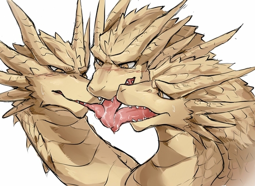 2019 2021 3_heads ambiguous_gender anthro blush bodily_fluids chung0_0 dragon dripping fangs french_kissing godzilla_(series) group_kissing head_spikes horn kaiju king_ghidorah kissing licking male monster multi_head multi_head_kiss open_mouth saliva saliva_drip saliva_on_tongue saliva_string scales scalie selfcest sharp_teeth simple_background solo spikes spikes_(anatomy) square_crossover sweat tears teeth toho tongue tongue_out white_background yellow_body yellow_eyes yellow_scales // 1300x946 // 226.5KB