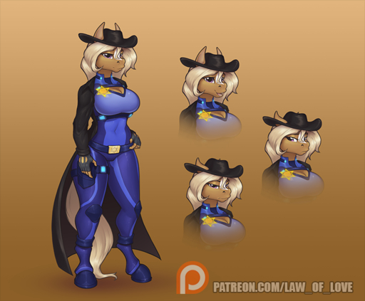 2020 anthro big_breasts blonde_hair breasts clothed clothing coat digital_media_(artwork) equid equine female fully_clothed hair hat headgear headwear horse law_of_love mammal mary_(law_of_love) patreon police police_uniform reaper3d sheriff simple_background smile solo topwear uniform wide_hips // 720x595 // 296.7KB