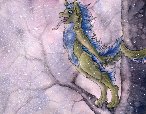 2014 anthro blue_body blue_eyes blue_fur blue_hair blue_tail branch casual_nudity claws digitigrade dragon featureless_crotch feet fur furred_dragon green_body green_fur green_tail hair in_tree long_tail long_tongue male multicolored_body multicolored_fur naturally_censored nude open_mouth pink_tongue plant prehensile_tail renzey ruaidri snow snowing solo toe_claws toes tongue traditional_media_(artwork) tree two_tone_body two_tone_fur two_tone_tail // 918x713 // 198.7KB