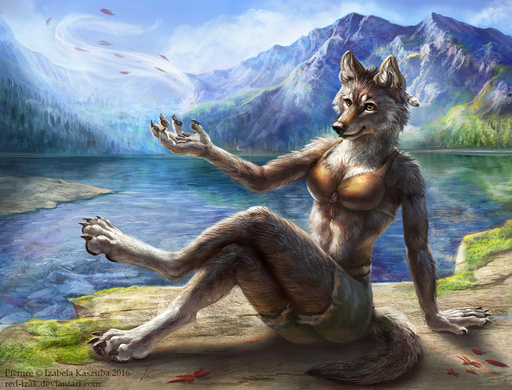 2016 4_toes amazing_background anthro athletic athletic_anthro athletic_female biped black_nose bottomwear bra breasts canid canine canis claws cliff clothed clothing cloud day detailed detailed_background digitigrade fantasy feathers feet female fur grass grey_body grey_fur inner_ear_fluff lake magic mammal midriff moss mountain no_sclera outside pawpads paws pendant piercing plant pose priest red-izak shorts sitting skimpy sky smile snout solo toe_claws toes tree tuft underwear water were werecanid werecanine werewolf white_body white_fur wolf yellow_eyes // 1200x915 // 989.8KB