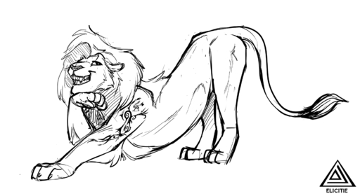 ass_up black_and_white elicitie english_text felid feral grin hi_res hybrid line_art lion looking_at_viewer male mammal mane markings maskelyne monochrome pantherine pose signature simple_background sketch smile solo tail_tuft text tribal tribal_markings tuft white_background // 1888x1032 // 195.5KB