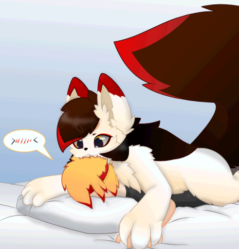 animated anthro bandanna bed bedding big_tail blanket canid canine canis clothing cuddling domestic_dog duo fluffy fluffy_tail fox fur furniture hair human kerchief licking lying male mammal neck_tuft nibbling on_bed open_mouth personal_grooming pillow ruuji sleeping soft tongue tongue_out tuft wolf // 900x939 // 19.6MB