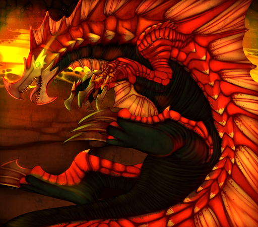 3_toes agnaktor ambiguous_gender black_body black_scales capcom claws digital_media_(artwork) dragon enookie feet feral hi_res lava leviathan_(mh) monster_hunter open_mouth quadruped red_body red_scales scales scalie soles solo toe_claws toes tongue tongue_out video_games // 2000x1757 // 3.3MB