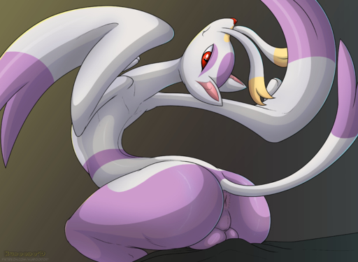 absurd_res anthro anus balls hi_res kuroodod male mienshao nintendo pokemon pokemon_(species) red_eyes red_nose smile solo video_games // 4000x2925 // 2.5MB
