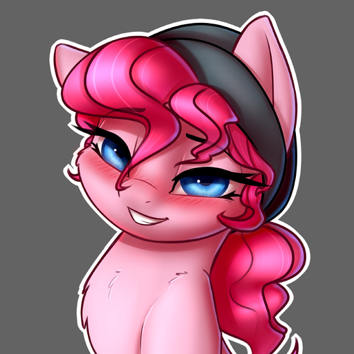 1:1 2017 absurd_res bedroom_eyes blue_eyes blush bust_portrait clothing earth_pony equid equine eyebrows eyelashes female feral friendship_is_magic fur grey_background hair half-closed_eyes hasbro hat headgear headwear hi_res horse looking_at_viewer mammal my_little_pony narrowed_eyes pink_body pink_fur pink_hair pinkie_pie_(mlp) pony portrait pudgeruffian seductive simple_background smile solo // 2400x2400 // 2.7MB