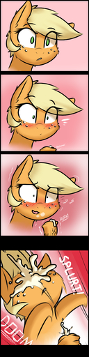 1:4 2016 absurd_res applejack_(mlp) blonde_hair blush bodily_fluids crossgender cum cum_on_face cum_on_own_face cum_on_self cumshot earth_pony ejaculation equid equine erection eyebrows freckles friendship_is_magic ftm_crossgender genital_fluids genitals green_eyes hair hasbro hi_res horse humor long_image male mammal my_little_pony open_mouth orgasm penis pony precum pudgeruffian raised_eyebrows solo tall_image text vein // 1200x4800 // 2.2MB