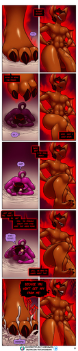 aamon_(james_howard) absurd_res anthro bodily_fluids boss_(james_howard) chiropteran comic cum demon dialogue duo genital_fluids gynomorph hi_res intersex james_howard long_image male mammal sitri_(james_howard) size_difference size_play stomping tall_image // 1214x5460 // 3.4MB