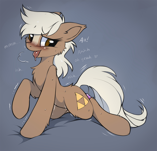 blush brown_body brown_eyes brown_fur chest_tuft cutie_mark dildo earth_pony english_text epona_(tloz) equid equine eyelashes fan_character female feral fur grey_background hair hioshiru hooves horse mammal open_mouth penetration pony sex_toy simple_background solo text tongue tuft video_games white_hair // 1001x963 // 418.6KB